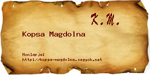 Kopsa Magdolna névjegykártya