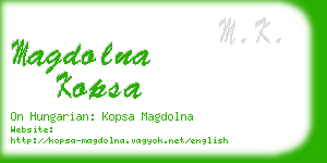 magdolna kopsa business card